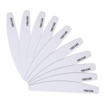 10szt Pilniki do paznokci łódka półksiężyc 180/240