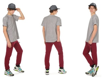 Спортивные брюки-джоггеры С КАРМАНАМИ НА МОЛНИИ, бордовые, размер 140 Произ.ПЛ