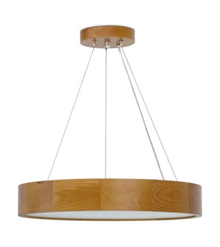 Wisząca lampa jasny dąb 48cm E27 drewno szkło zwis