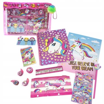 ZESTAW SZKOLNY W ETUI JEDNOROŻEC UNICORN 15W1 DO PISANIA