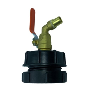 Adapter zbiornika IBC Tote, 62 mm, gwint wewnętrzny, zawór mosiężny,