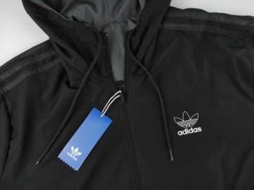 2901 КУРТКА МУЖСКАЯ ADIDAS ORIGINALS, ДВУСТОРОННЯЯ, С КАПЮШОНОМ, ЧЕРНО-СЕРАЯ 2XL