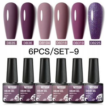 6PCS Nail Polish Set Nude Pink Glitter Gel Va