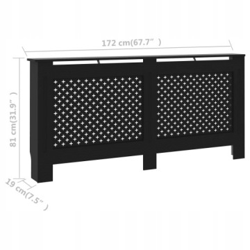 vidaXL Крышка радиатора Черная 172x19x81 см МДФ