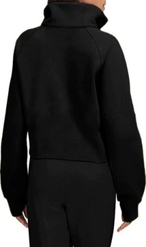 Женский свитер с молнией до половины, толстовка с длинными рукавами, воротник-стойка, топ с карманом-кенгуру