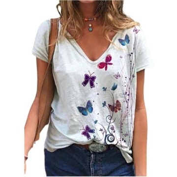 T-shirt damski serek/dekolt V dekolt rozmiar 5XL