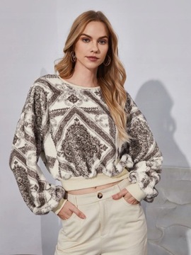 Bluza polarowa casual z bufiastymi rękawami M 38