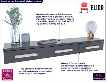 ПОДВЕСНАЯ КОНСОЛЬ НАСТЕННАЯ КОММЕРЧЕСКАЯ ЧЕРНАЯ = ЯЩИКИ