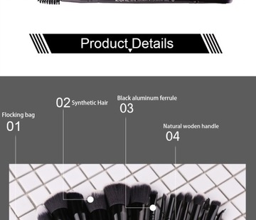 ZOREYA Набор кистей для макияжа черного цвета, 7/15 шт., для глаз S