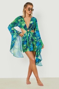 BOOHOO PLÁŽOVÉ ŠATY TROPICAL PRINT VÝREZY SKQ NG2__S