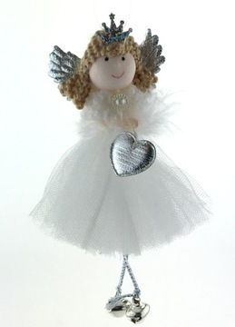 BOMBKI OZDOBY CHOINKOWE BIAŁE ANIOŁEK 16 cm DESIGN