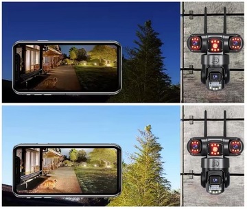 KAMERA WIFI ZEWNĘTRZNA OBROTOWA POTRÓJNA 3X4MP ZOOM ALARM DETEKCJA IP SMART