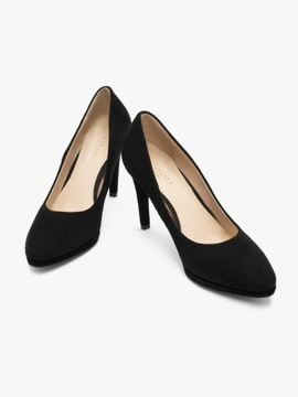 Szpilki damskie skórzane czarne RYŁKO buty eleganckie welurowe wysoki obcas