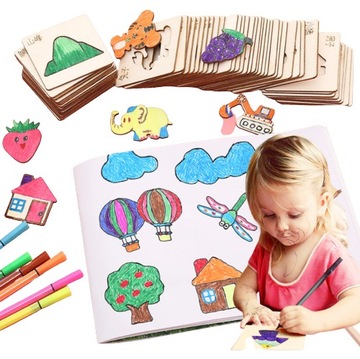 MONTESSORI DREWNIANE ZESTAW DO NAUKI MALOWANIA