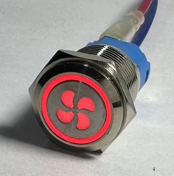 Przycisk metalowy podświetlany wentylator dmuchawa 16mm LED 12V 24V On bi