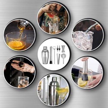 БАРМЕННЫЙ НАБОР ДЛЯ НАПИТКОВ КОКТЕЙЛЕЙ ШЕЙКЕР ШЕЙКЕР 8 шт. ИДЕЯ ДЛЯ ПОДАРКА