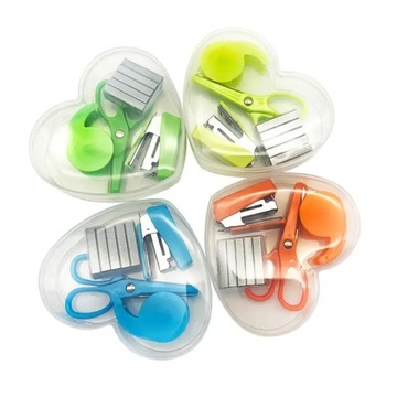 LOLEDE 1Box Mini Stapler Set with Staples Scissors Binding Tools Office Can