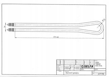ТЭН для котла из нержавейки 3х1000Вт 6/4 крышка