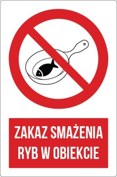 Naklejka ZAKAZ SMAŻENIA RYB w obiekcie 13x20