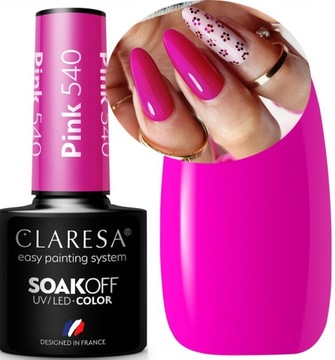 Claresa Lakier Hybrydowy do paznokci PINK 540 ciemny rubinowy róż