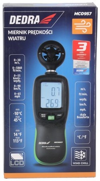 Анемометр Анемометр Измерение ветра и температуры. Батарейки типа АА DEDRA LCD