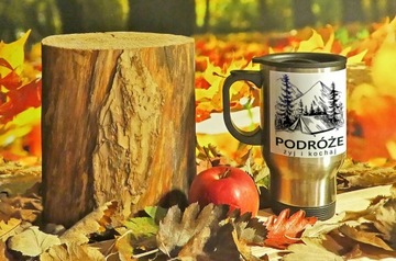 kubek termiczny - wzory podróż, góry, survival