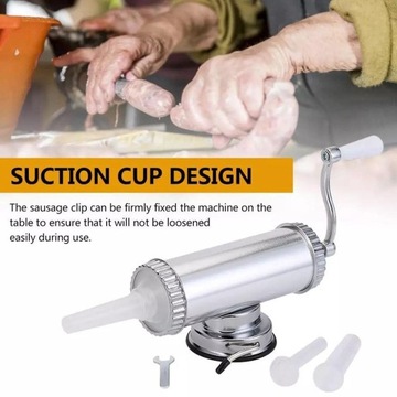 Kitchen Manual 2 LBS Sausage Maker Meat Stuffer Machine with 3 Filling