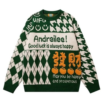 High Street Fashion Casual Crew Neck Sweater Men's
