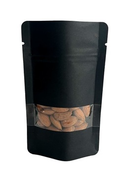 DOYPACK CZARNY TOREBKA Z OKIENKIEM NA ŻYWNOŚĆ WOREK ze STRUNĄ 500ml 50szt