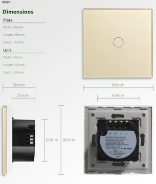 СЕНСОРНЫЙ ВЫКЛЮЧАТЕЛЬ СВЕТА 1K ОДИНАРНОЕ СТЕКЛО