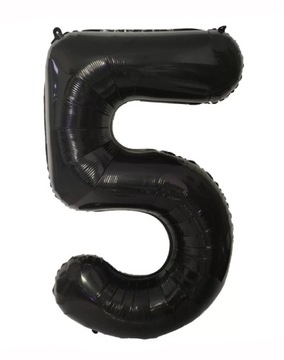 Balon foliowy cyfra CZARNA 5 PIĘĆ hel 40cm piątka