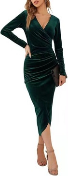 Seksowna sukienka midi w stylu retro w jednolitym kolorze