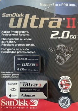 KARTA PAMIECI SANDISK ULTRA II 2GB PLUS ADAPTER MEMORY STICK PRO DUO