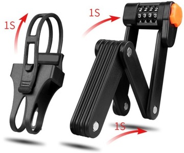 ВЕЛОСИПЕДНЫЙ ЗАМОК ДЛЯ ВЕЛОСИПЕДА, СКЛАДНОЙ КОМБИНИРОВАННЫЙ ЗАМОК, ЗАКАЛЕННАЯ СТАЛЬ