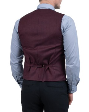 Kamizelka męska bordowa dwurzędowa elegancka Slim Fit - 58