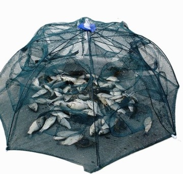 SIATKA WĘDKARSKA PARASOLKA SKŁADANA ROZKŁADANA ŻYWCA RAK KRAB HOMAR 12OTWÓR