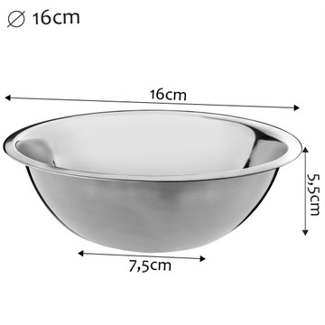 КУХОННАЯ ЧАША ДЛЯ САЛАТА ИЗ НЕРЖАВЕЮЩЕЙ СТАЛИ, 16 см