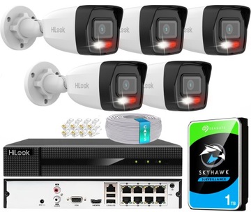 Zestaw Monitoringu 5 Kamer 4MPX POE + Rejestrator 8ch PoE HiLook Aplikacja