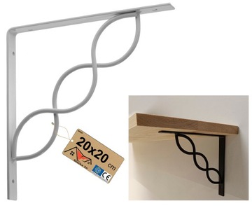 Wspornik uchwyt kątownik półek pod półkę ozdobny biały podpórka 200x200 mm