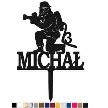 Topper ze strażakiem i imieniem wiekiem STRAŻAK