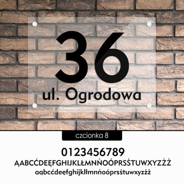 Tablica adresowa adres 3D numer na dom 40x30 przeźroczysta - szkło akrylowe