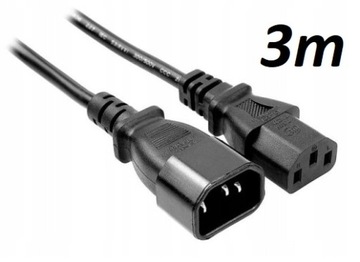 Kabel Przedłużacz zasilający 230V PC Drukarka Monitor UPS C13 C14 3m 300cm