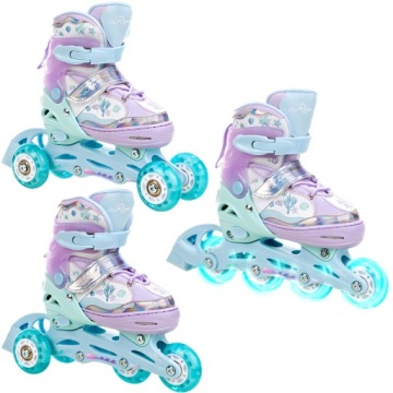 Rolki Wrotki 3w1 Regulowane RAVEN Isla Violet 34-37 Kółka LED