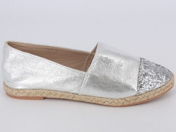 Эспадрильи ЖЕНСКИЕ ТУФЛИ БАЛЛЕРИНА СЕРЕБРЯНЫЕ D5G129 41