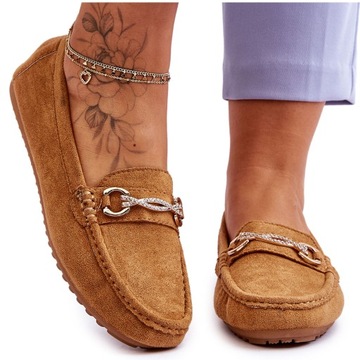 MOKASYNY KLASYCZNE ZAMSZOWE Z OZDOBĄ CAMEL 37