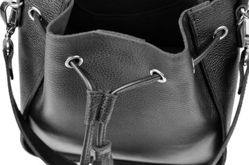 Czarna torebka skórzana damska worek must have