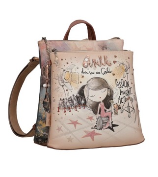 Anekke plecak damski miejski Brelok Kamienie Dżety Print backpack Hollywood