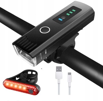 LAMPKA ROWEROWA LED PRZÓD + TYŁ ROWER ŚWIATŁO akumulator USB z 4 modelami