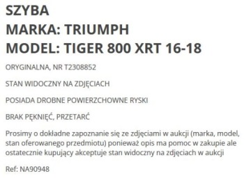 . ВЕТРОВОЕ СТЕКЛО TRIUMPH TIGER 800 XRT 16 +