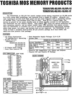 Статическая память SRAM 62256 32k x 8 TC55257APL-10